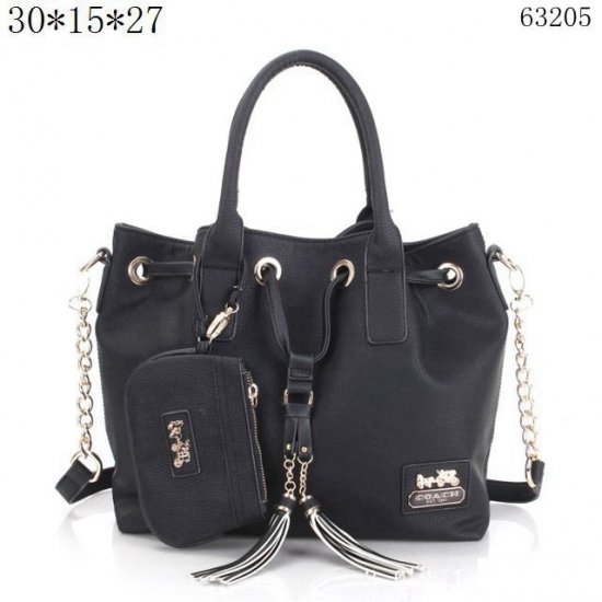 Coach Fashion Signature Medium Black Satchels BTS - Click Image to Close